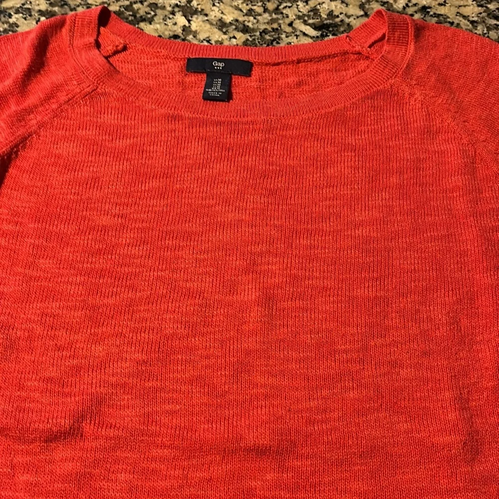 Gap lightweight knitting sweater cotton Sz M heather orange - Picture 3 of 13